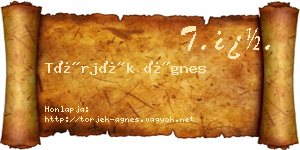Törjék Ágnes névjegykártya